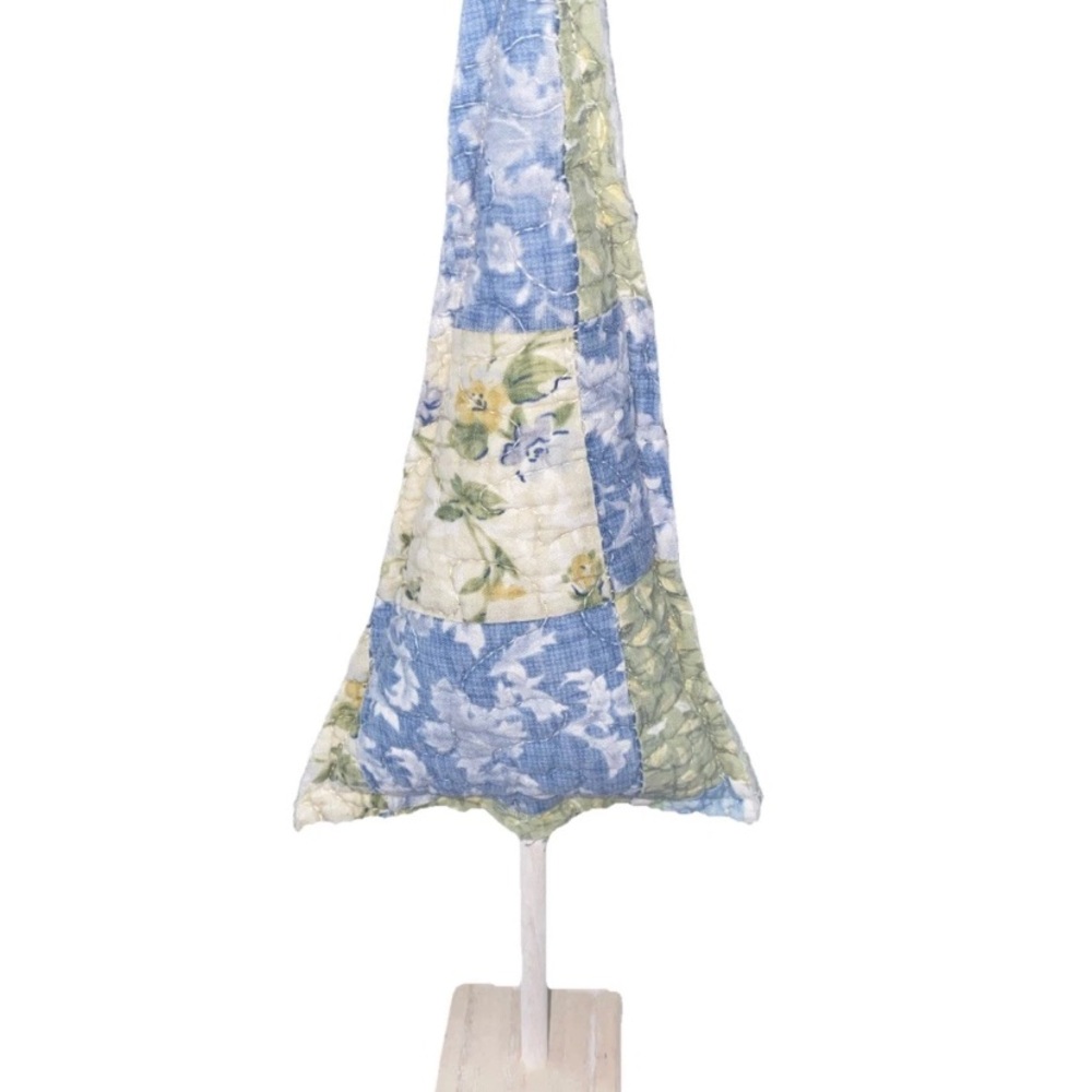 Handmade Quilted Beach Chic Cottagecore Christmas Tree Decoration 14” Blue Green